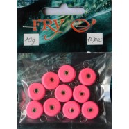 Вантаж вухатий для риболовлі, таблетка (ексцентрик) колір Silvereyes Pink, 10шт в уп., вага 10г